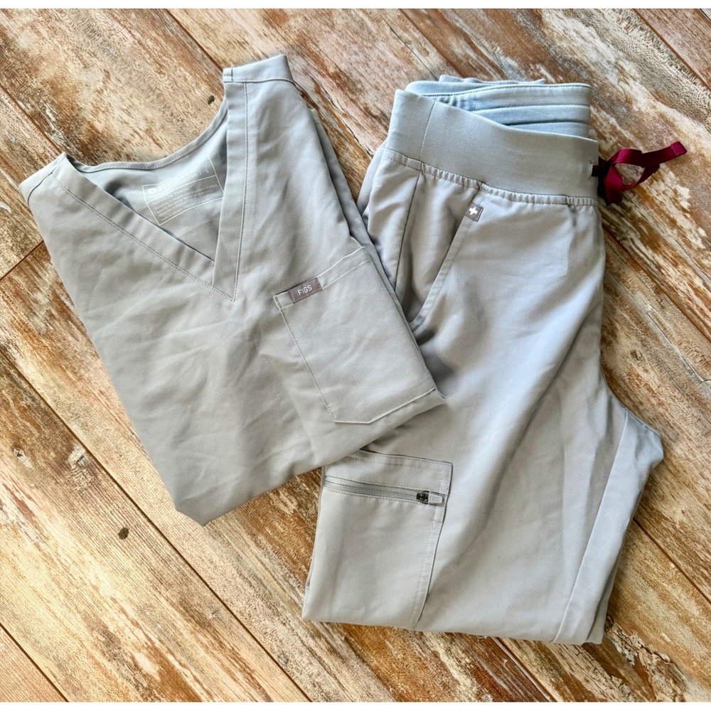 FIGS Scrub Set Womens S Graphite Gray Catarina Top Zamora Jogger Pants